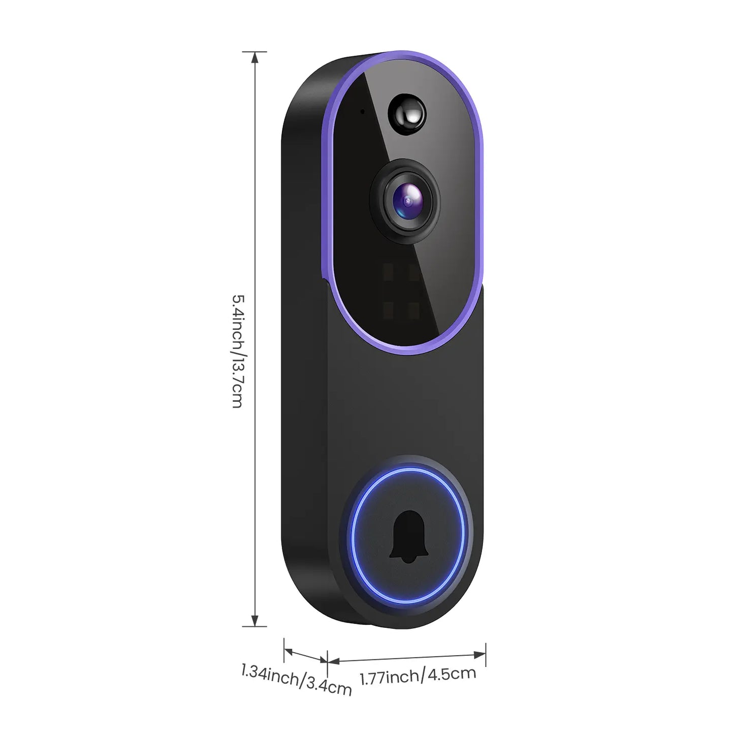 1080P Wireless Video Doorbell Camera with Smart AI Human Detection, Full HD Live View, Cloud Storage, Night Vision, Two-Way Audio, Instant Alerts, and 2.4G WiFi Connectivity for Indoor/Outdoor Home Security Surveillance