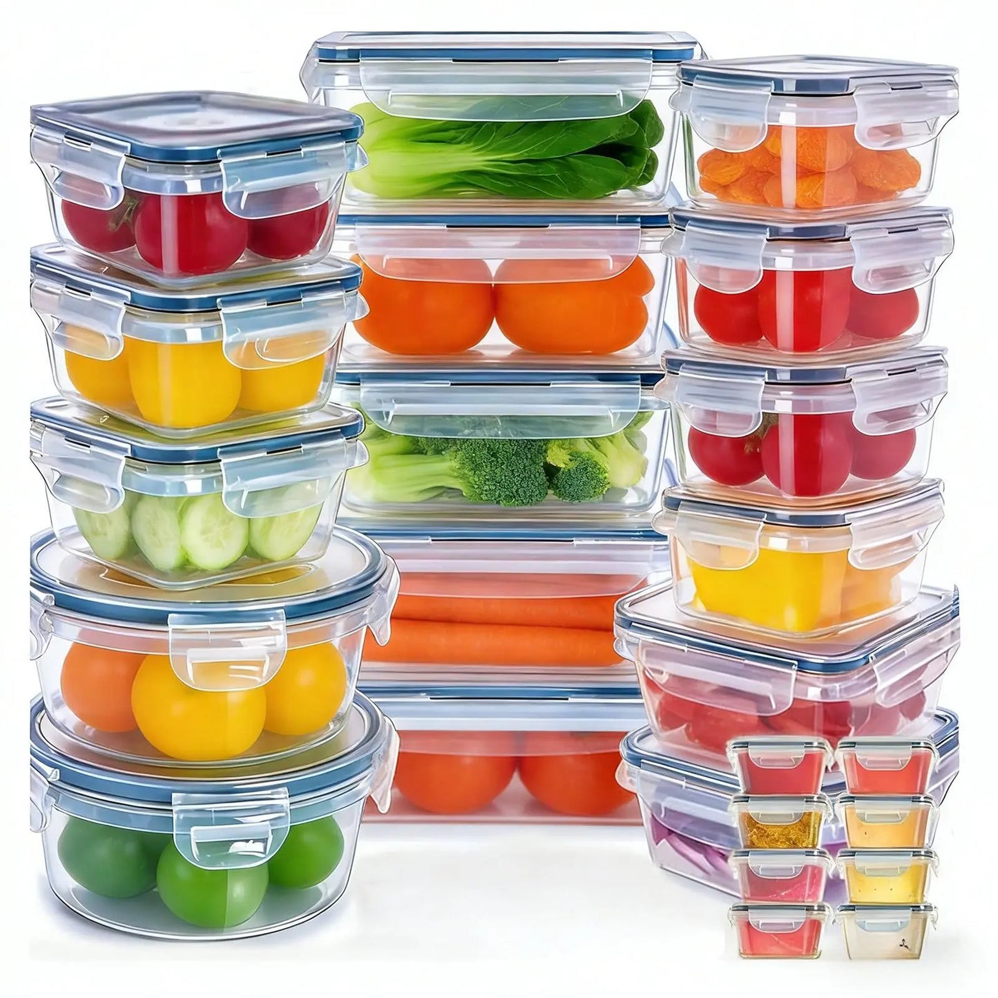 [Fathersdaygift] 24 PCS Premium Food Storage Containers with Lids, Plastic Meal Prep Containers, Airtight Leakproof Snap Lock, Stackable Kitchen Storage Set for Fridge Freezer ,Safe for Oven Microwave High Temperature Durable Kitchen Utensils