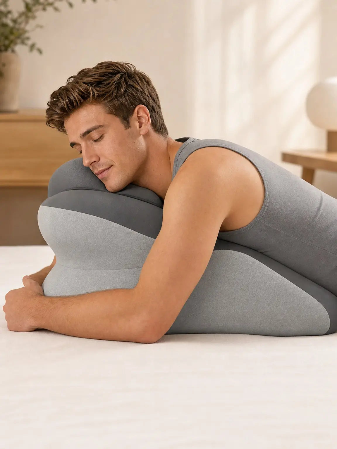 Ergonomic Cooling Fabric Reading Pillow with Premium Memory Foam Support for Enhanced Comfort While Using Devices