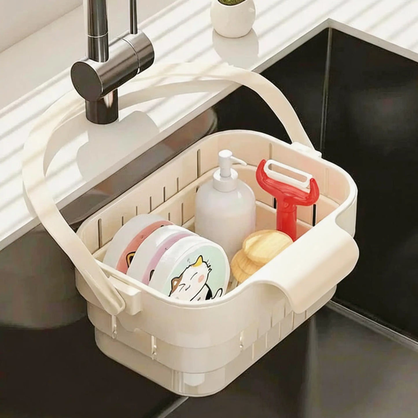 YESDOAGD Retractable Sink Food Catcher - Detachable Kitchen Strainer Basket and Space-Saving Drain Filter