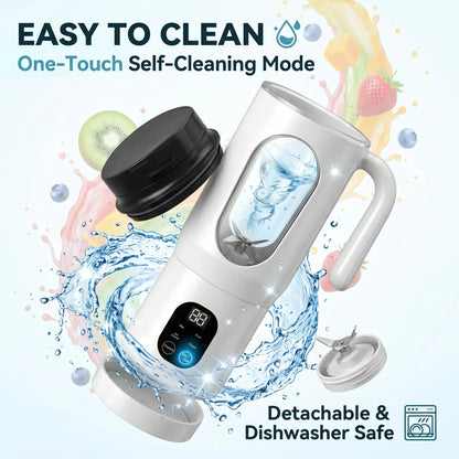 Portable USB Rechargeable Juicer with LED Display - Handheld High-Speed Blender for Smoothies and Juices, Self-Cleaning, BPA-Free, Ice Crushing Function, Multiple Gears, Safety Protection, and Versatile Uses