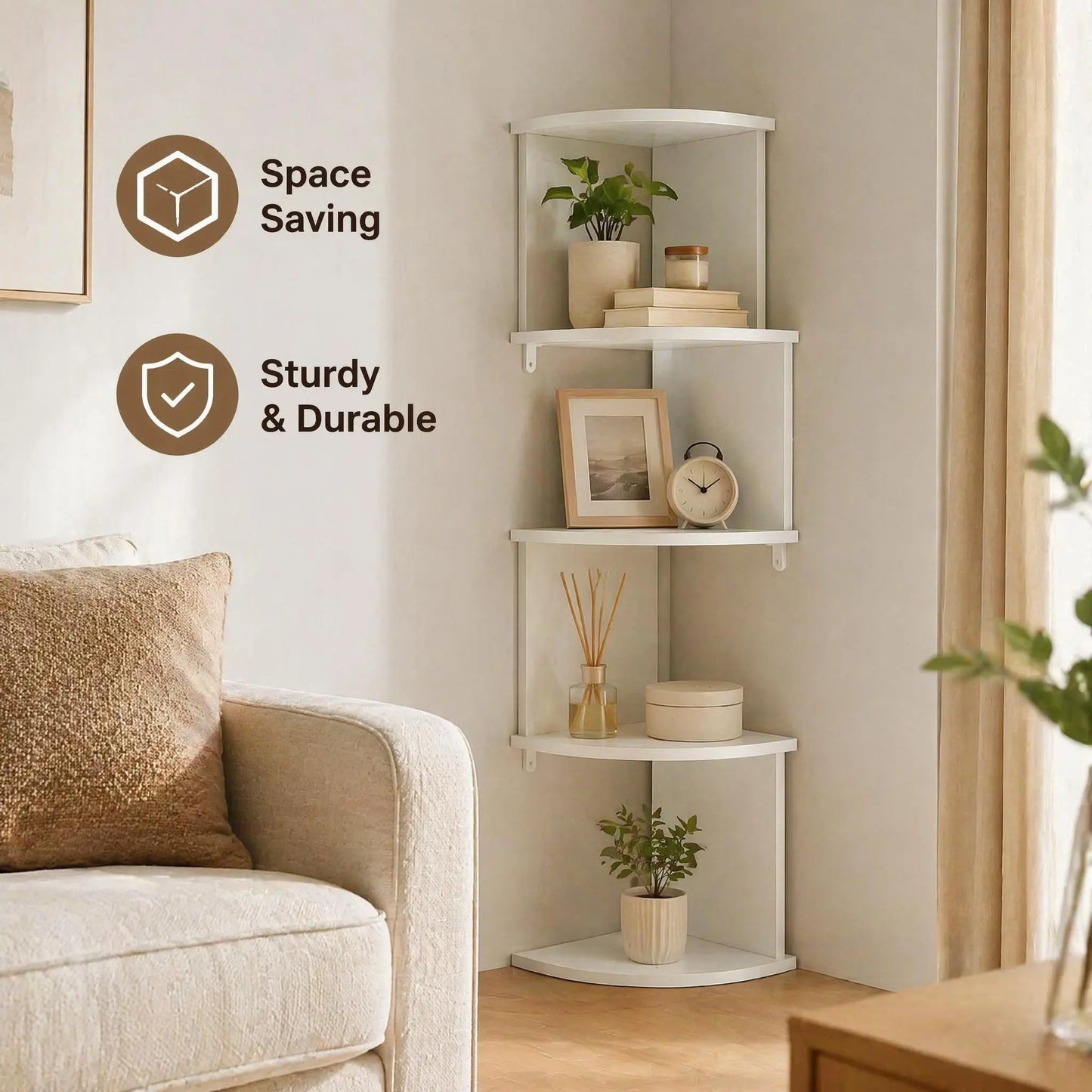 Corner Wall-Mounted Shelf, Modern Floating Display Rack, Wall Organizer, Space-Saving Z-Shape Plant Stand, Ideal for Bedroom, Living Room, Bathroom, Home Office