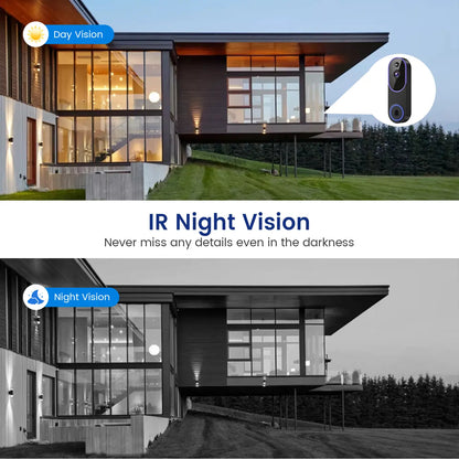 1080P Wireless Video Doorbell Camera with Smart AI Human Detection, Full HD Live View, Cloud Storage, Night Vision, Two-Way Audio, Instant Alerts, and 2.4G WiFi Connectivity for Indoor/Outdoor Home Security Surveillance