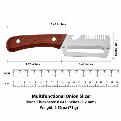 2-Piece Multifunctional Kitchen Peeler Set with Wood Handles – Includes Peeling, Slicing, Scraping, and Bottle Opening Tools