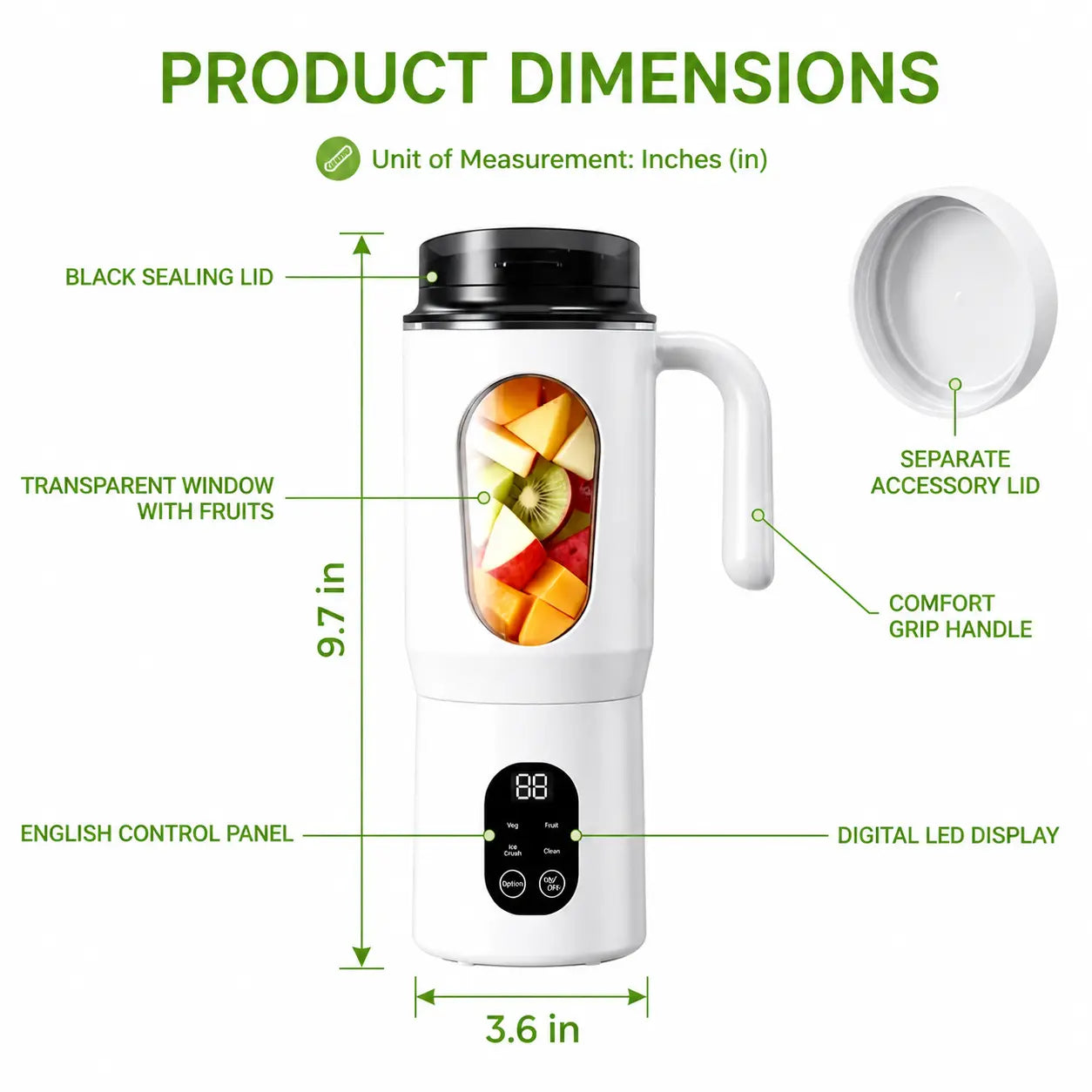 Portable USB Rechargeable Juicer with LED Display - Handheld High-Speed Blender for Smoothies and Juices, Self-Cleaning, BPA-Free, Ice Crushing Function, Multiple Gears, Safety Protection, and Versatile Uses