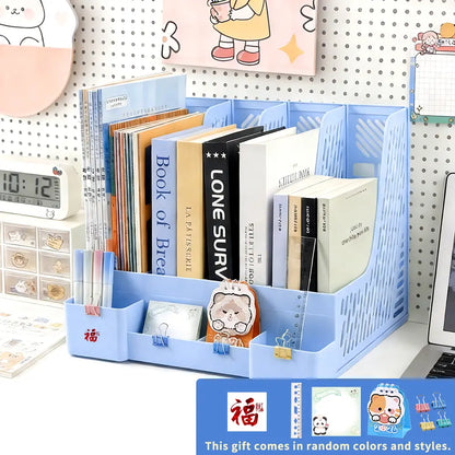 Easter Bunny Style Plastic Rectangular 6-Piece Desk Organizer - 4 Compartments, Shatterproof, Large Capacity, Desk Organization Solution for Office Workers, Holds Books, Stationery, Documents