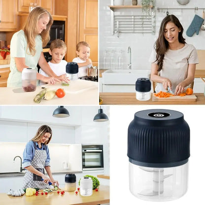 Electric Garlic Crusher - 300ML Cordless Rechargeable Mini Food Processor for Garlic, Onion, Ginger, Chili, Nuts, Fruit, and Meat - Blue