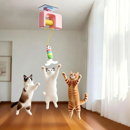 Interactive Retractable Bungee Cat Toy - Automatic USB Rechargeable Hanging Door Teaser for Indoor Play and Exercise