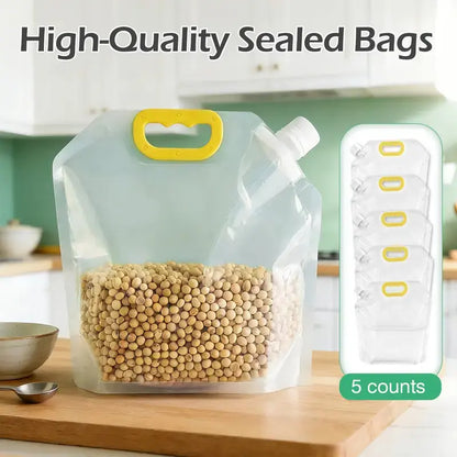 5-Pack Eco-Friendly Reusable Food Storage Bags - Leak-Proof and Moisture-Resistant Containers for Pet Kibble and Treats