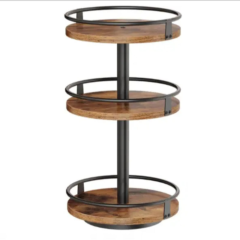 HOOBRO Lazy Susan Organizer, Rotating Spice Rack, 3-Tier Organizer, Turntable Spice Rack, Vertical Storage Organizer, for Kitchen Countertop, Vanity, Dining Table, Rustic Brown and Black #Summervibes