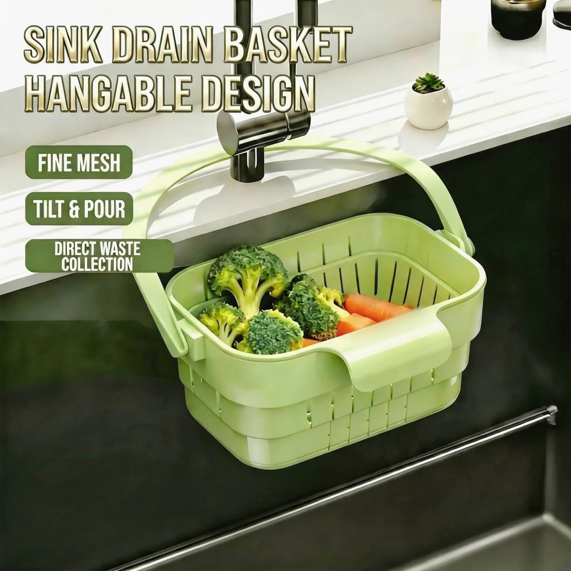 YESDOAGD Retractable Sink Food Catcher - Detachable Kitchen Strainer Basket and Space-Saving Drain Filter