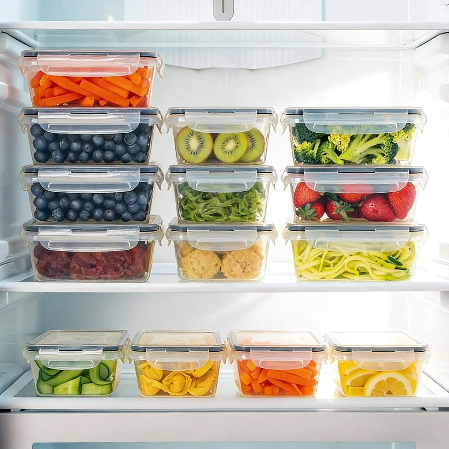 [Fathersdaygift] 24 PCS Premium Food Storage Containers with Lids, Plastic Meal Prep Containers, Airtight Leakproof Snap Lock, Stackable Kitchen Storage Set for Fridge Freezer ,Safe for Oven Microwave High Temperature Durable Kitchen Utensils