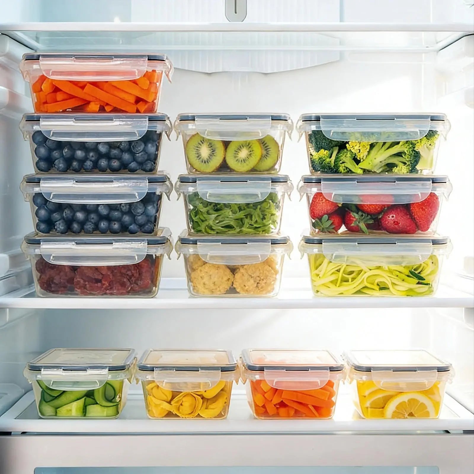 [Fathersdaygift] 24 PCS Premium Food Storage Containers with Lids, Plastic Meal Prep Containers, Airtight Leakproof Snap Lock, Stackable Kitchen Storage Set for Fridge Freezer ,Safe for Oven Microwave High Temperature Durable Kitchen Utensils