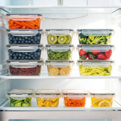 [Fathersdaygift] 24 PCS Premium Food Storage Containers with Lids, Plastic Meal Prep Containers, Airtight Leakproof Snap Lock, Stackable Kitchen Storage Set for Fridge Freezer ,Safe for Oven Microwave High Temperature Durable Kitchen Utensils