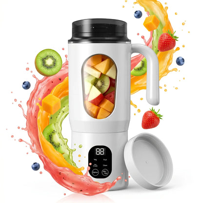 Portable USB Rechargeable Juicer with LED Display - Handheld High-Speed Blender for Smoothies and Juices, Self-Cleaning, BPA-Free, Ice Crushing Function, Multiple Gears, Safety Protection, and Versatile Uses