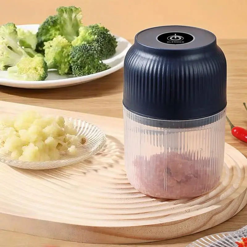 Electric Garlic Crusher - 300ML Cordless Rechargeable Mini Food Processor for Garlic, Onion, Ginger, Chili, Nuts, Fruit, and Meat - Blue