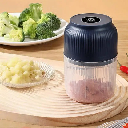 Electric Garlic Crusher - 300ML Cordless Rechargeable Mini Food Processor for Garlic, Onion, Ginger, Chili, Nuts, Fruit, and Meat - Blue