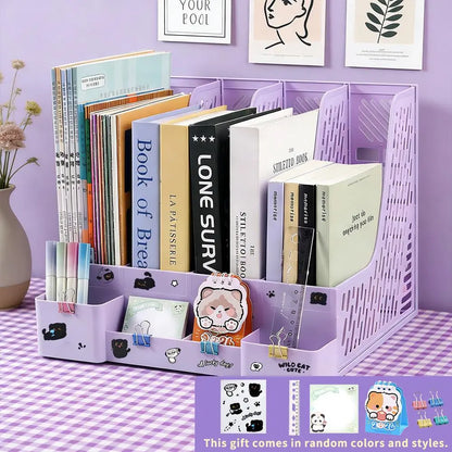 Easter Bunny Style Plastic Rectangular 6-Piece Desk Organizer - 4 Compartments, Shatterproof, Large Capacity, Desk Organization Solution for Office Workers, Holds Books, Stationery, Documents