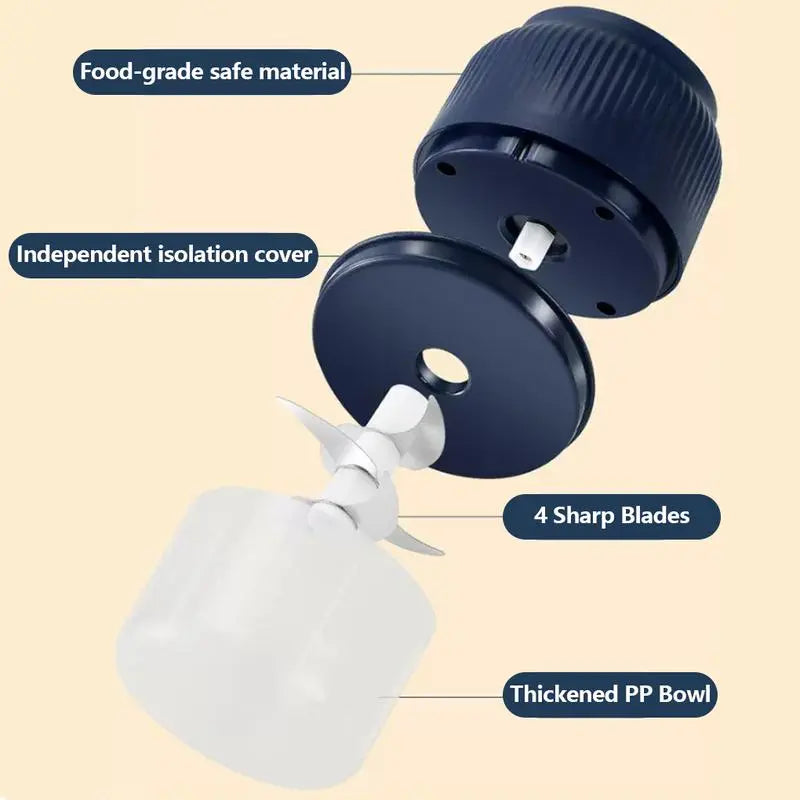 Electric Garlic Crusher - 300ML Cordless Rechargeable Mini Food Processor for Garlic, Onion, Ginger, Chili, Nuts, Fruit, and Meat - Blue