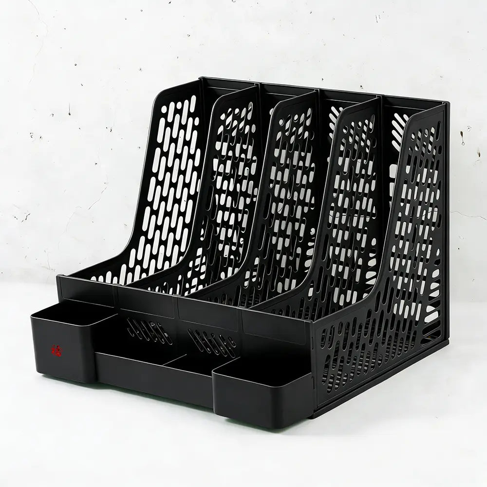 Easter Bunny Style Plastic Rectangular 6-Piece Desk Organizer - 4 Compartments, Shatterproof, Large Capacity, Desk Organization Solution for Office Workers, Holds Books, Stationery, Documents