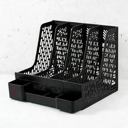 Easter Bunny Style Plastic Rectangular 6-Piece Desk Organizer - 4 Compartments, Shatterproof, Large Capacity, Desk Organization Solution for Office Workers, Holds Books, Stationery, Documents