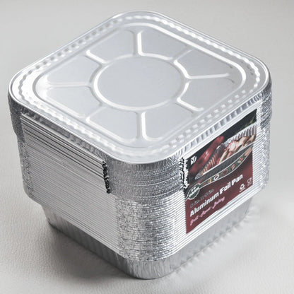 8x8 Heavy-Duty Aluminum Pans with Lids (30 Pack) - Disposable Foil Food Containers for Baking, Cooking, Heating, Freezing, and Holiday Storage