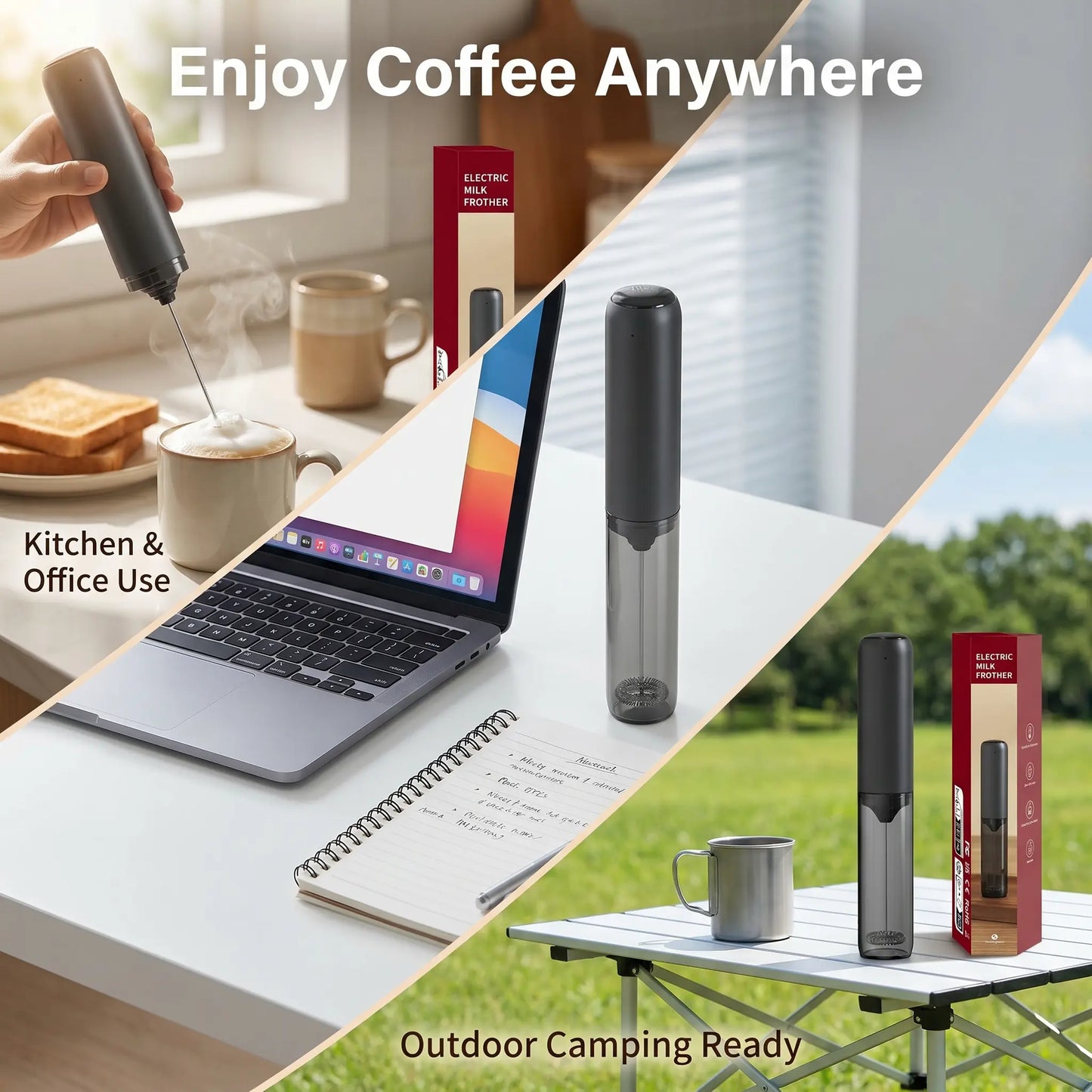 Rechargeable USB Handheld Electric Milk Frother and Stirrer for Coffee, Latte, Matcha, and Hot Chocolate