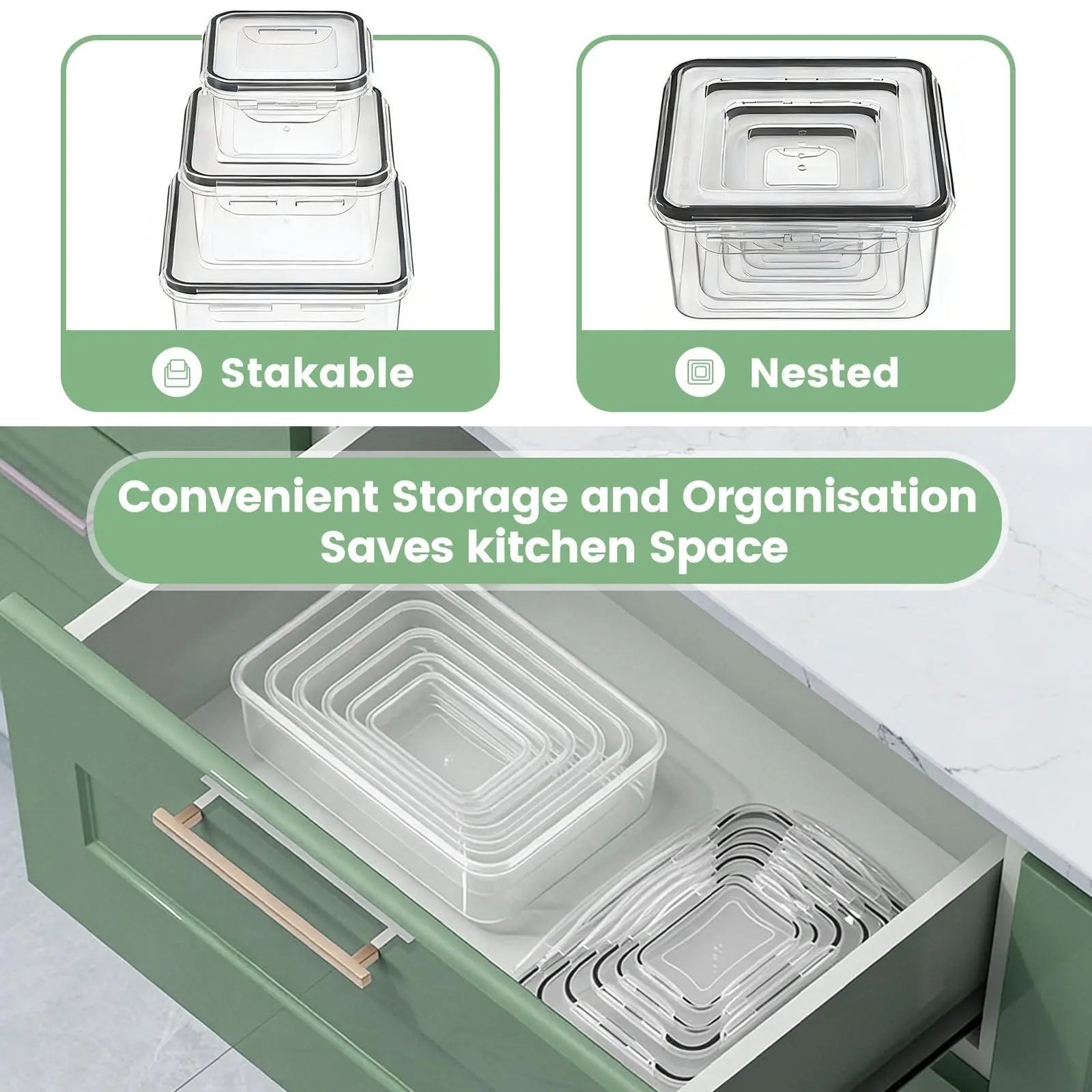 [Fathersdaygift] 24 PCS Premium Food Storage Containers with Lids, Plastic Meal Prep Containers, Airtight Leakproof Snap Lock, Stackable Kitchen Storage Set for Fridge Freezer ,Safe for Oven Microwave High Temperature Durable Kitchen Utensils