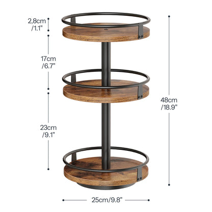 HOOBRO Lazy Susan Organizer, Rotating Spice Rack, 3-Tier Organizer, Turntable Spice Rack, Vertical Storage Organizer, for Kitchen Countertop, Vanity, Dining Table, Rustic Brown and Black #Summervibes