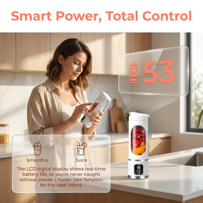 Portable 15.22 Oz USB Rechargeable Personal Blender with LED Display, Durable ABS Material - Ideal for Smoothies and Juices, Essential for Home Kitchen