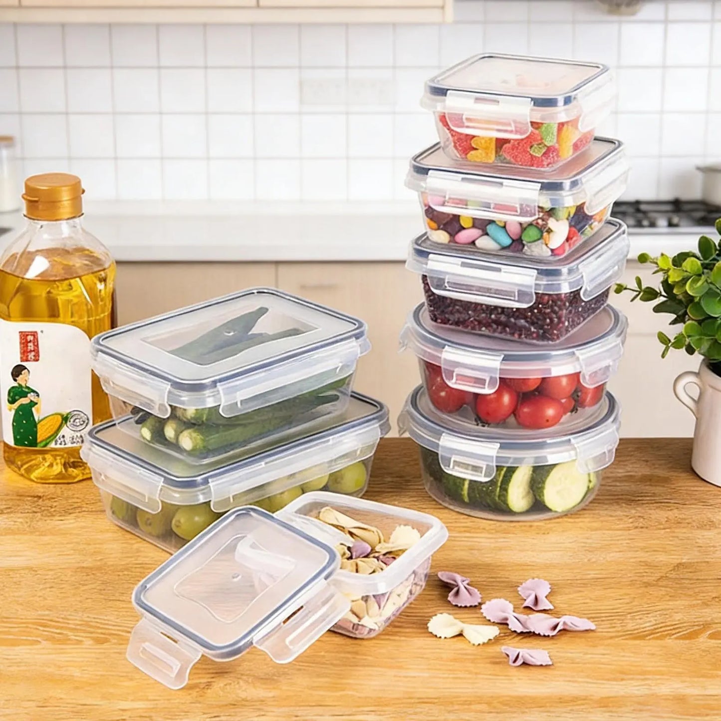 [Fathersdaygift] 24 PCS Premium Food Storage Containers with Lids, Plastic Meal Prep Containers, Airtight Leakproof Snap Lock, Stackable Kitchen Storage Set for Fridge Freezer ,Safe for Oven Microwave High Temperature Durable Kitchen Utensils
