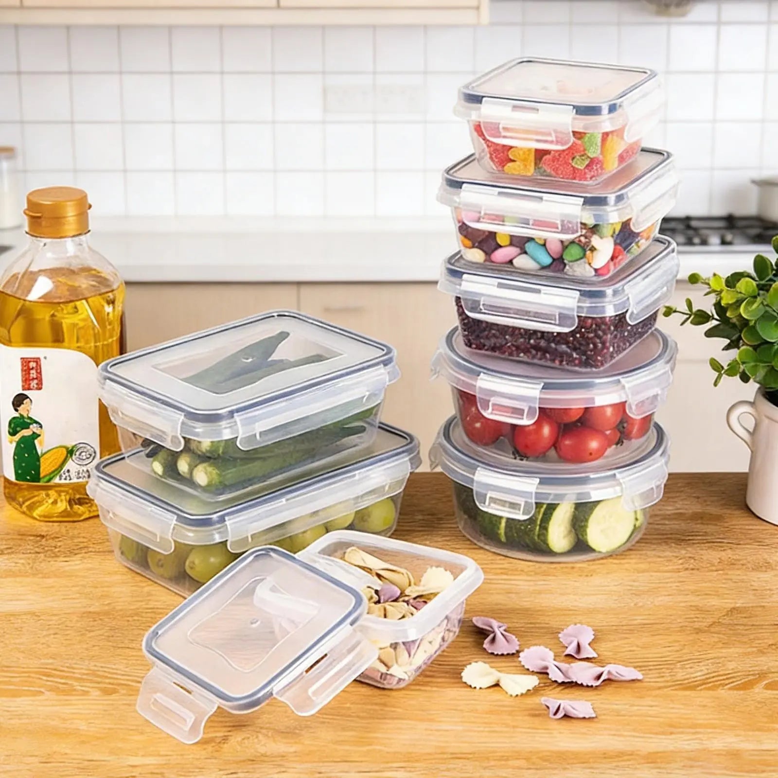 [Fathersdaygift] 24 PCS Premium Food Storage Containers with Lids, Plastic Meal Prep Containers, Airtight Leakproof Snap Lock, Stackable Kitchen Storage Set for Fridge Freezer ,Safe for Oven Microwave High Temperature Durable Kitchen Utensils