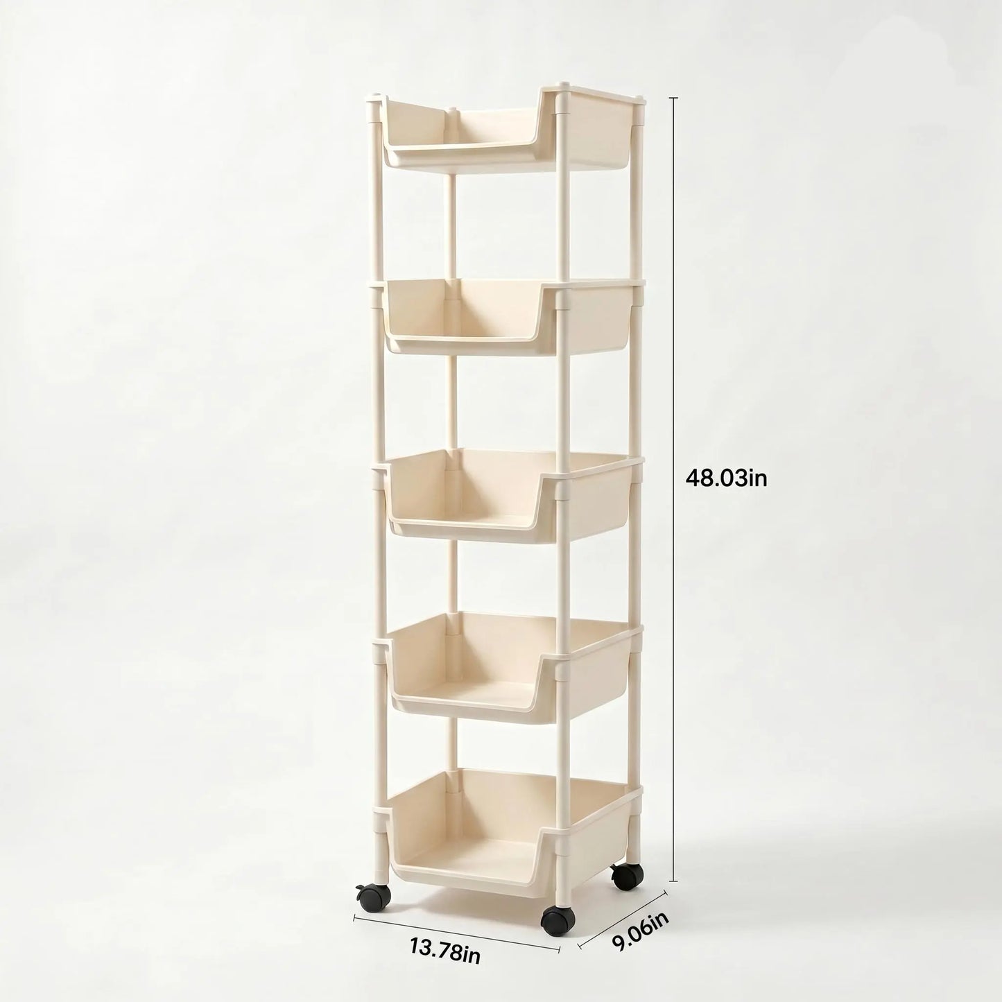 Smooth Lightweight Minimalist Rolling Utility Cart with Wheels - Multi-Layer Adjustable Plastic Organizer for Bedroom and Kitchen, Portable Easy-Install Unit, Retro Wooden Desktop Rack (2026 Semiannual Sale)