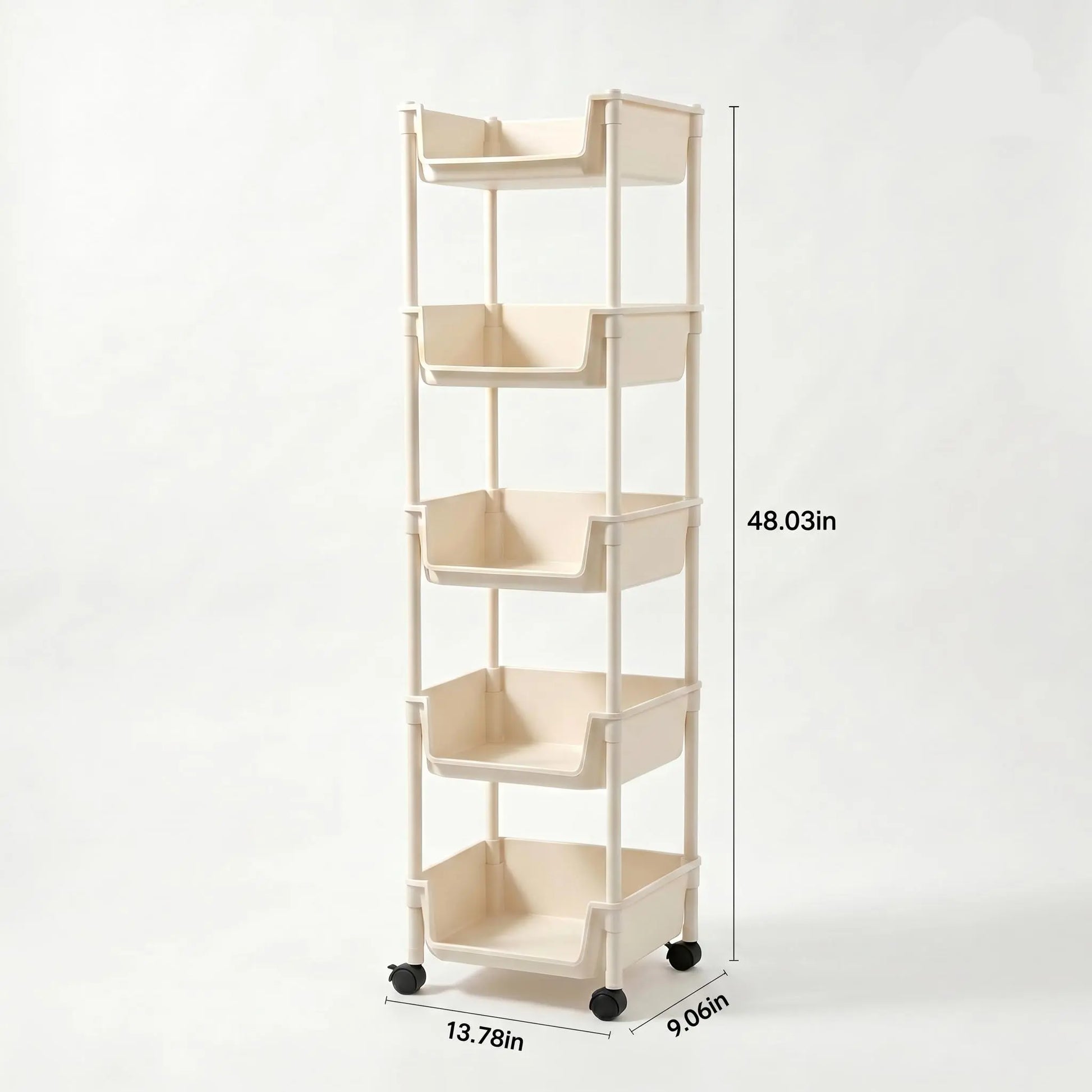Smooth Lightweight Minimalist Rolling Utility Cart with Wheels - Multi-Layer Adjustable Plastic Organizer for Bedroom and Kitchen, Portable Easy-Install Unit, Retro Wooden Desktop Rack (2026 Semiannual Sale)