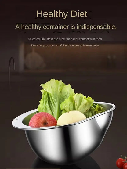 Stainless Steel Multifunctional Rice-Washing and Straining Basket for Fruits, Vegetables, and Storage Solutions in Home Dining and Picnics