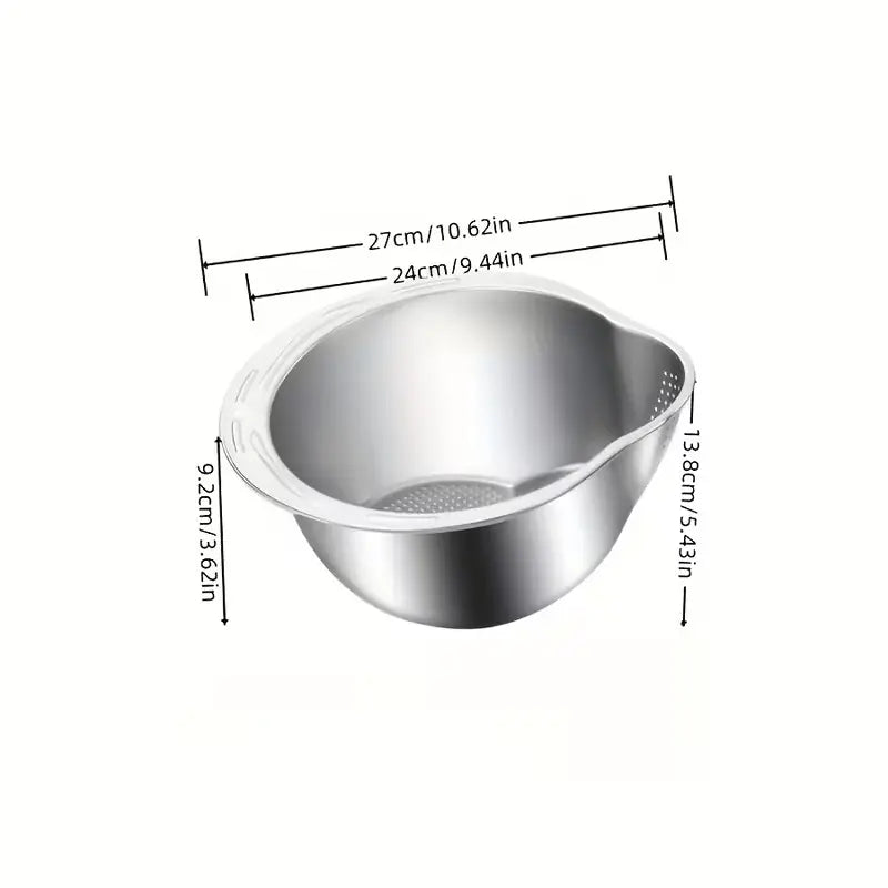 Stainless Steel Multifunctional Rice-Washing and Straining Basket for Fruits, Vegetables, and Storage Solutions in Home Dining and Picnics