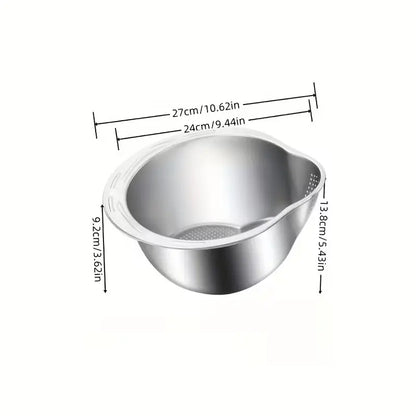 Stainless Steel Multifunctional Rice-Washing and Straining Basket for Fruits, Vegetables, and Storage Solutions in Home Dining and Picnics