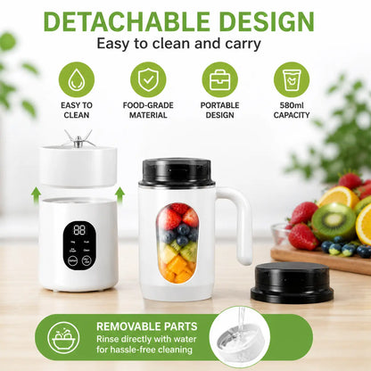 Portable USB Rechargeable Juicer with LED Display - Handheld High-Speed Blender for Smoothies and Juices, Self-Cleaning, BPA-Free, Ice Crushing Function, Multiple Gears, Safety Protection, and Versatile Uses