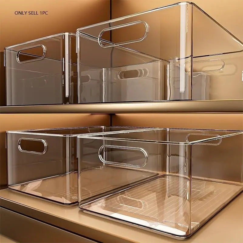 Large Transparent Plastic Storage Box, Dustproof Storage, High Aesthetic Style Organizer, Closet, Kitchen, Skincare Storage, Durable & Practical Design
