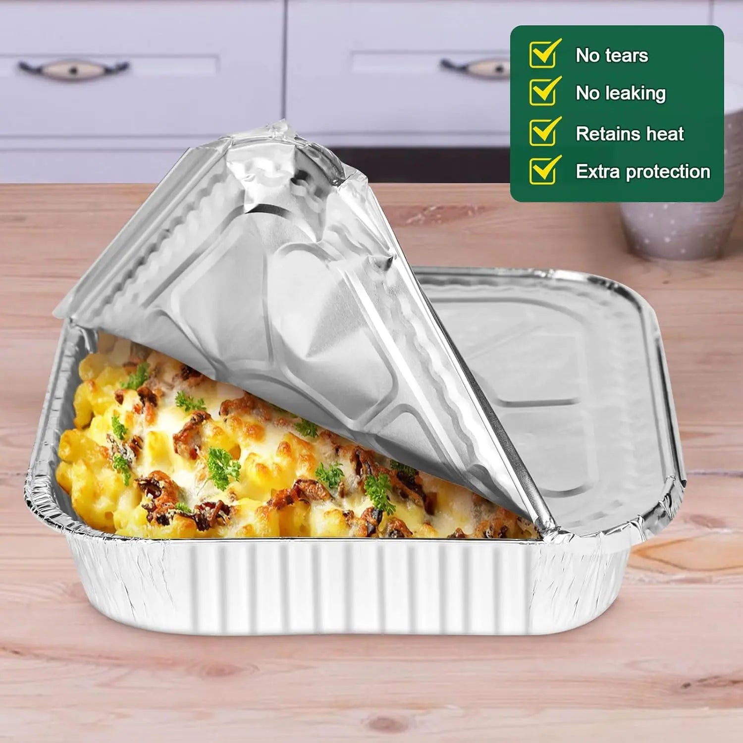 8x8 Heavy-Duty Aluminum Pans with Lids (30 Pack) - Disposable Foil Food Containers for Baking, Cooking, Heating, Freezing, and Holiday Storage