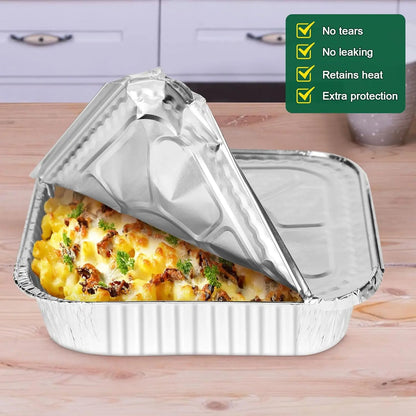8x8 Heavy-Duty Aluminum Pans with Lids (30 Pack) - Disposable Foil Food Containers for Baking, Cooking, Heating, Freezing, and Holiday Storage