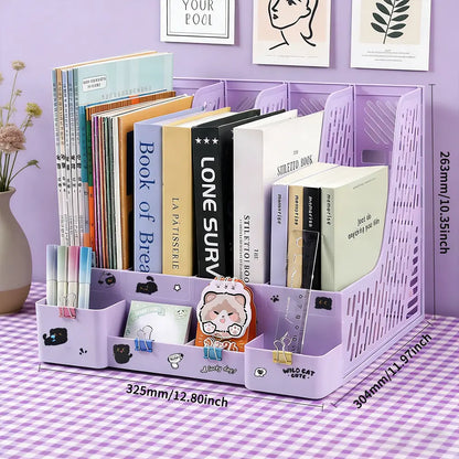 Easter Bunny Style Plastic Rectangular 6-Piece Desk Organizer - 4 Compartments, Shatterproof, Large Capacity, Desk Organization Solution for Office Workers, Holds Books, Stationery, Documents