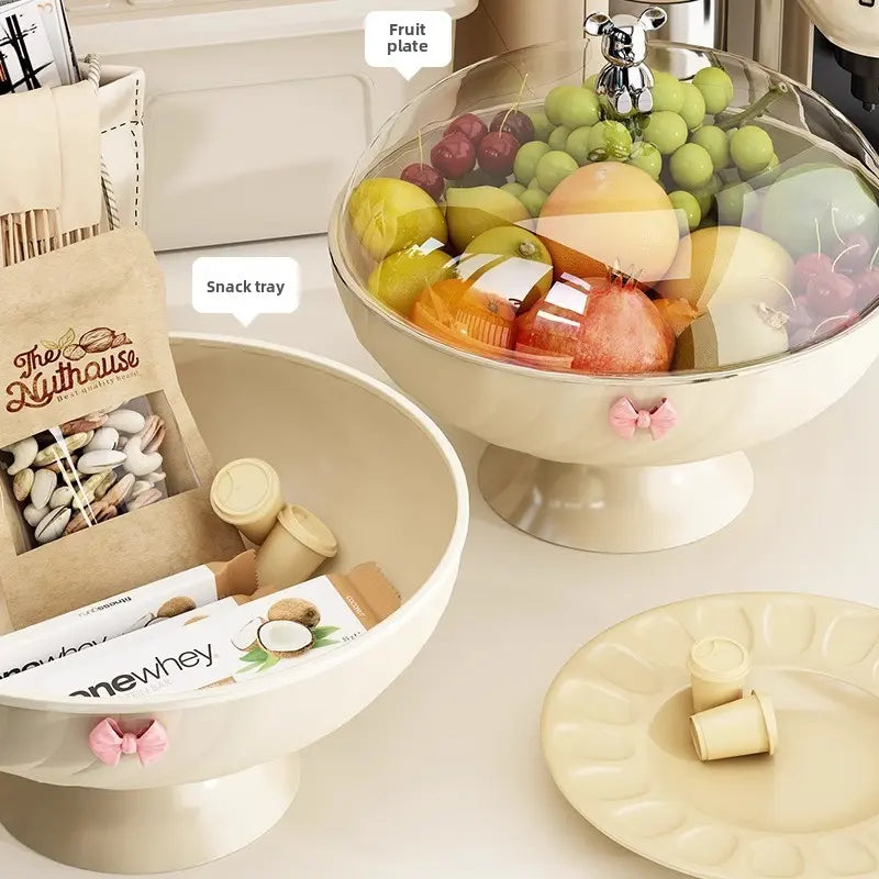 Fruit Platter, Living Room, New High-End Tea Table, Fruit Platter, Light Luxury Style, High-End Drainage Tray, Dry Fruit Platter