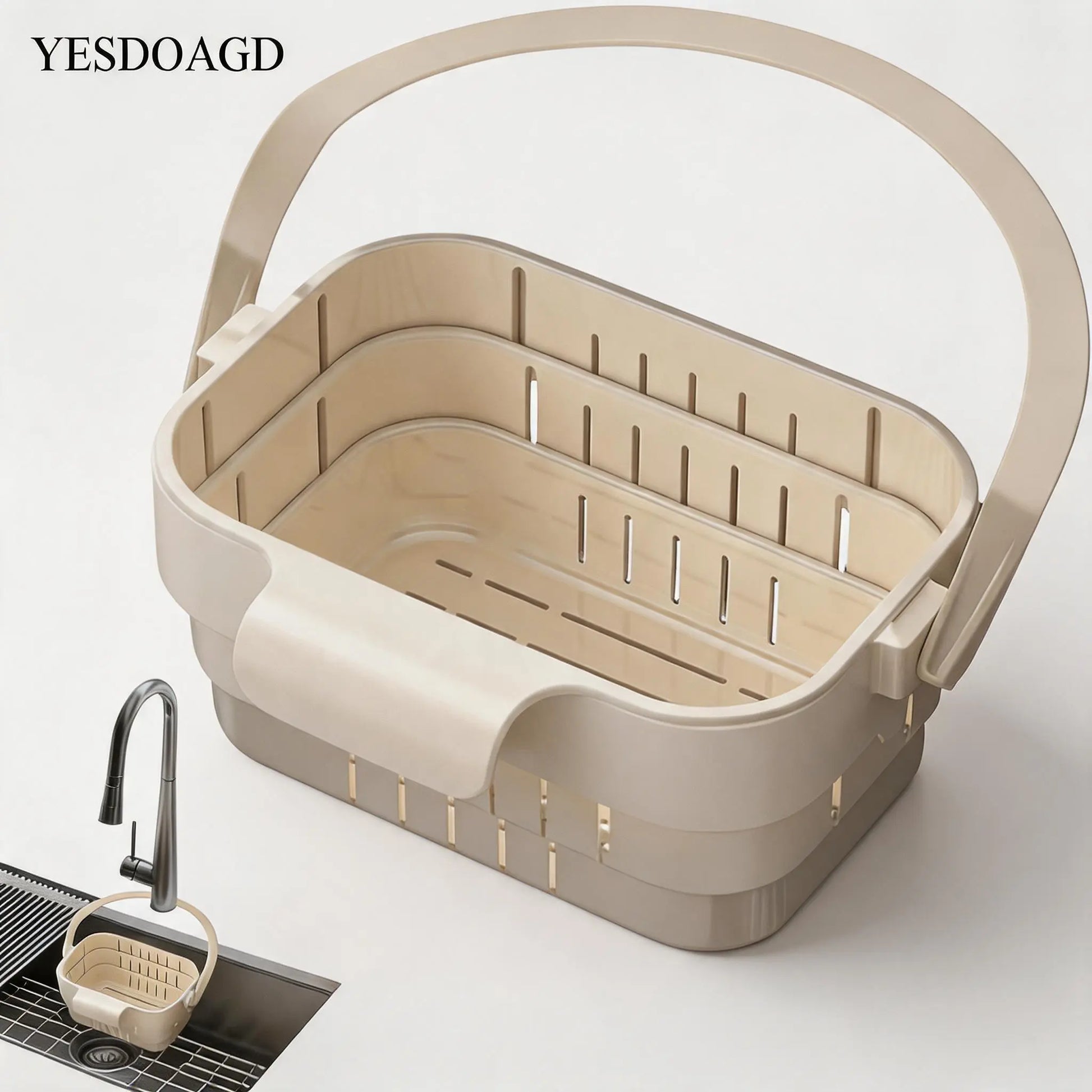 YESDOAGD Retractable Sink Food Catcher - Detachable Kitchen Strainer Basket and Space-Saving Drain Filter