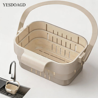 YESDOAGD Retractable Sink Food Catcher - Detachable Kitchen Strainer Basket and Space-Saving Drain Filter
