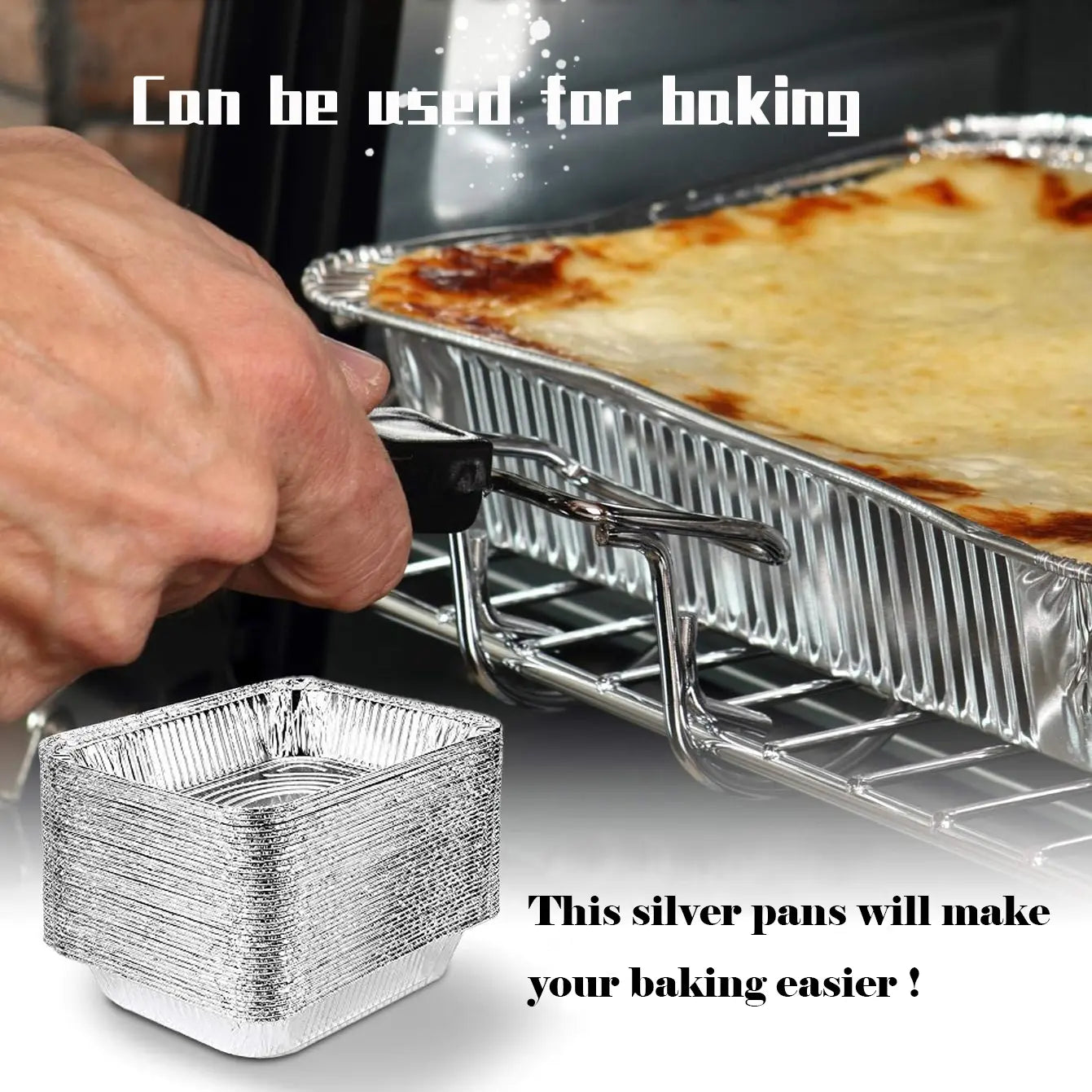 8x8 Heavy-Duty Aluminum Pans with Lids (30 Pack) - Disposable Foil Food Containers for Baking, Cooking, Heating, Freezing, and Holiday Storage