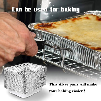 8x8 Heavy-Duty Aluminum Pans with Lids (30 Pack) - Disposable Foil Food Containers for Baking, Cooking, Heating, Freezing, and Holiday Storage