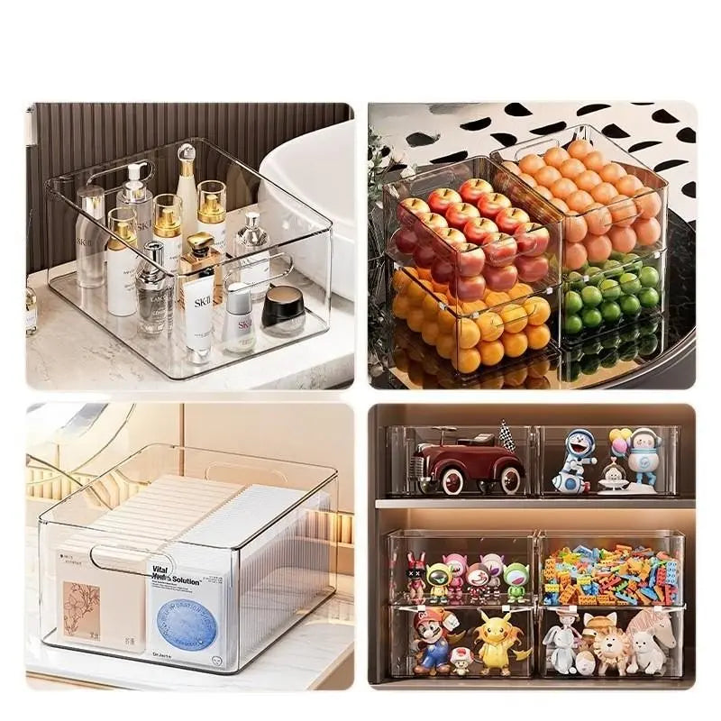 Large Transparent Plastic Storage Box, Dustproof Storage, High Aesthetic Style Organizer, Closet, Kitchen, Skincare Storage, Durable & Practical Design