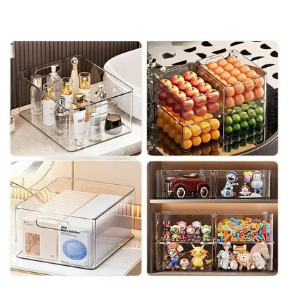 Large Transparent Plastic Storage Box, Dustproof Storage, High Aesthetic Style Organizer, Closet, Kitchen, Skincare Storage, Durable & Practical Design