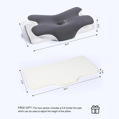 Vipfree Adjustable Ergonomic Memory Foam Neck Pillow for Cervical Support and Cooling Comfort